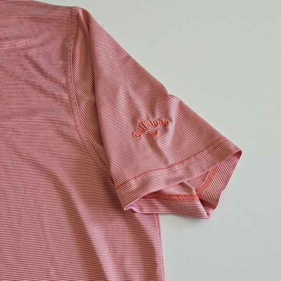 Callaway Polo Shirt Mens XL Coral Marled Stripes Buttons Performance SS Opti Dri - Picture 9 of 11